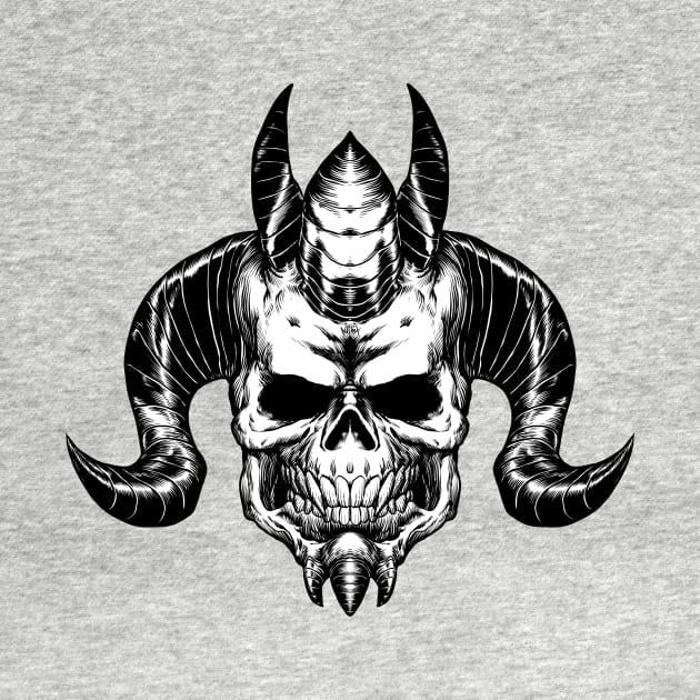 Demon skull BW by NitroxMarquez